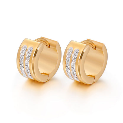 Fashion Circle Gold Plated Stainless Steel Earrings Wholesale Jewelry