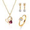 Gooddiy Fashion Geometric Diamond Necklace Earrings Ring Combination Set Wholesale Jewelry