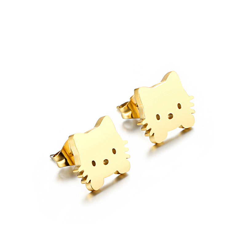 Creative Cute Cat Stainless Steel Stud Earrings Wholesale Gooddiy