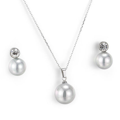 Fashion Shell Pearl Pendant Titanium Steel Necklace Earring Set Wholesale Gooddiy