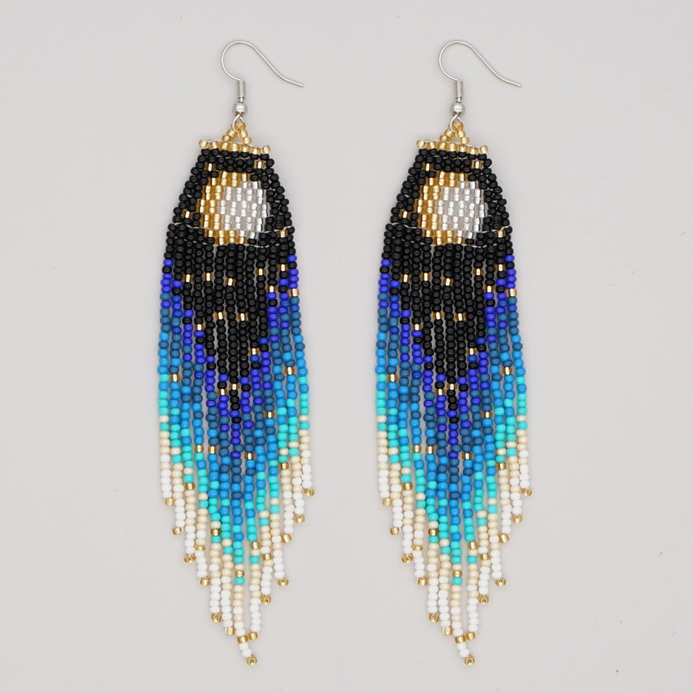 Bohemian Ethnic Hand-woven Tassel Long Earrings