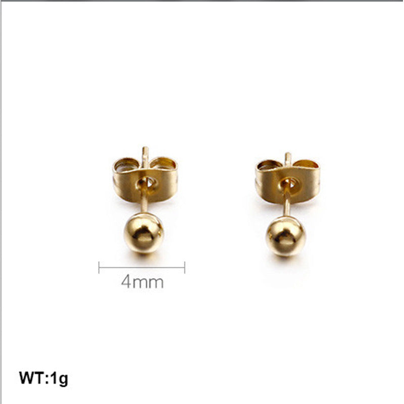 Earrings Wholesale Europe And America Cross Border Round Beads Titanium Steel Women's Stud Earrings Street Simplicity Titanium Steel Earring Accessories