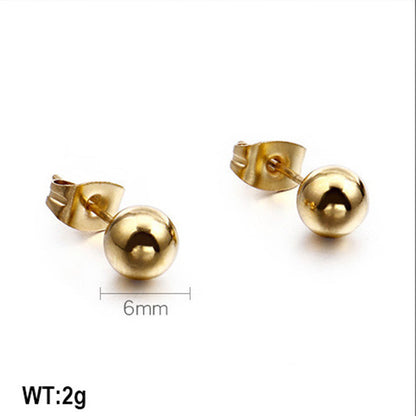 Earrings Wholesale Europe And America Cross Border Round Beads Titanium Steel Women's Stud Earrings Street Simplicity Titanium Steel Earring Accessories