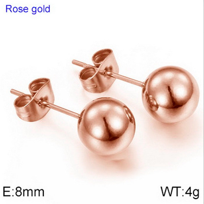 Earrings Wholesale Europe And America Cross Border Round Beads Titanium Steel Women's Stud Earrings Street Simplicity Titanium Steel Earring Accessories