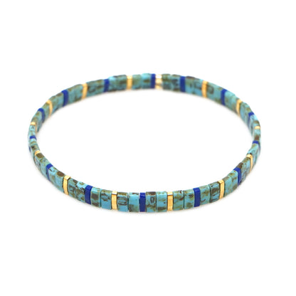 Ins Cross-border Bohemian Tila Beads Handmade Beaded Blue All-match Twin Couple Small Bracelet For Women