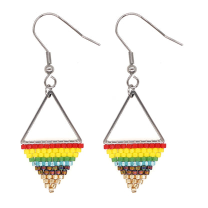 Bohemian Retro Ethnic Miyuki Rice Bead Triangle Earrings