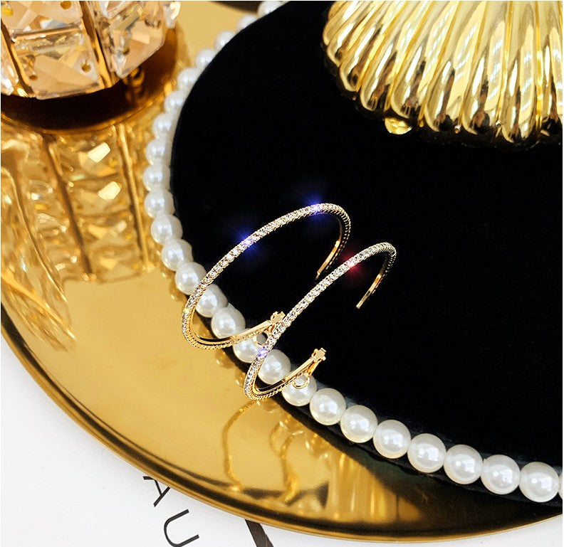 1 Set Fashion Oversized Circle Diamond Rhinestone Artificial Rhinestones Earrings