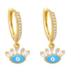 Fashion Evil Eyes Shaped Women's Inlay Zircon Dripping Eardrop Copper