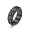 Fashion Sun Moon And Star Titanium Steel Rotatable Bohemian Ring