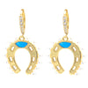 Geometric U-shaped Horseshoe Copper Inlaid Zircon Colorful Oil Earrings