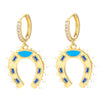 Geometric U-shaped Horseshoe Copper Inlaid Zircon Colorful Oil Earrings