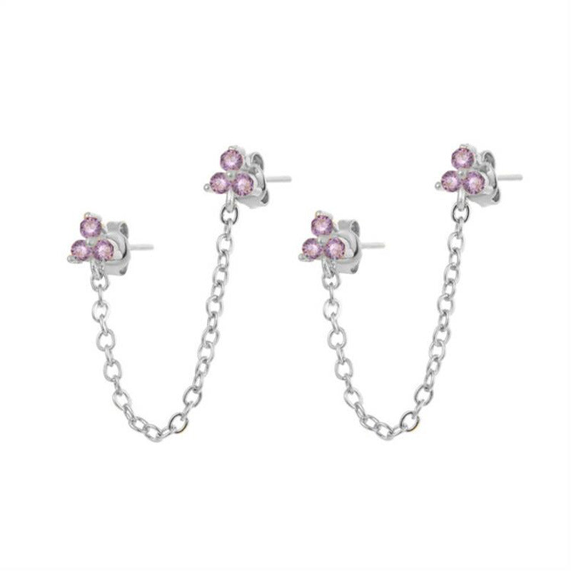 Women's Fashion Flower Copper Zircon Ear Studs Inlay Copper Earrings