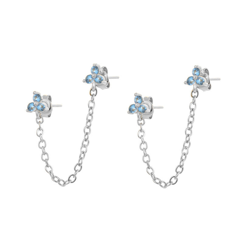 Women's Fashion Flower Copper Zircon Ear Studs Inlay Copper Earrings