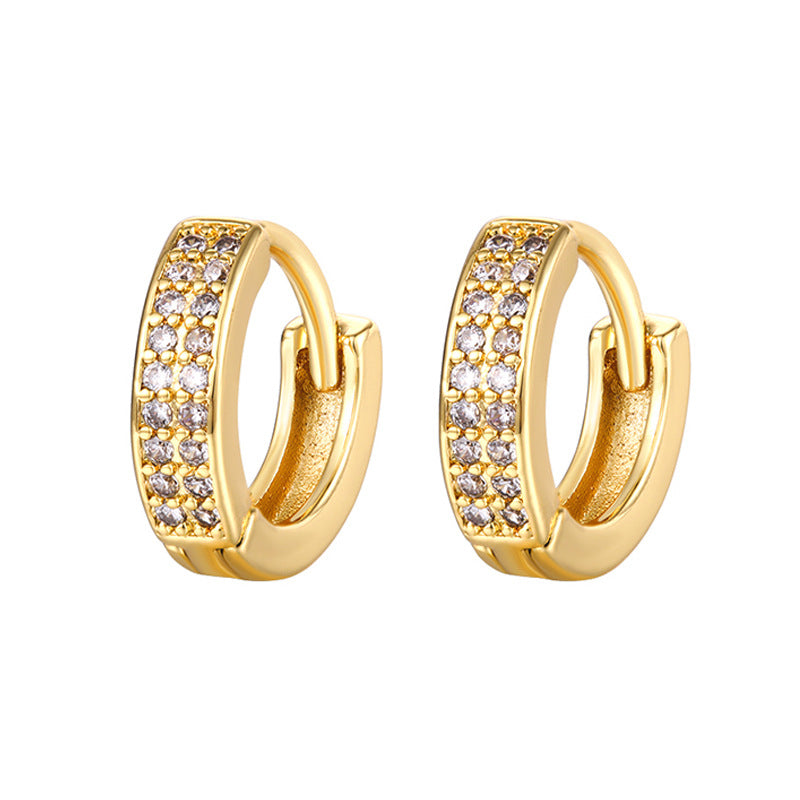 Simple Style Ear Buckle Copper Micro Inlaid Zircon Earrings