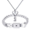 Fashion Creative Couple Lock Titanium Steel Bracelet Necklace Suit