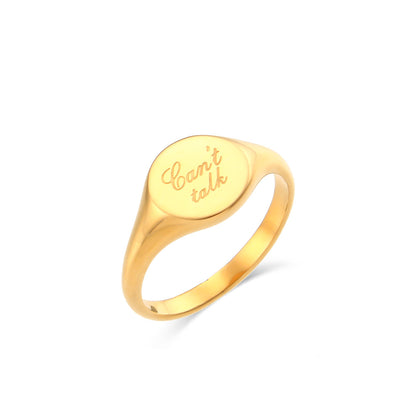 Fashion New Electroplated 18k Lettering Women Wholesale Stainless Steel Ring