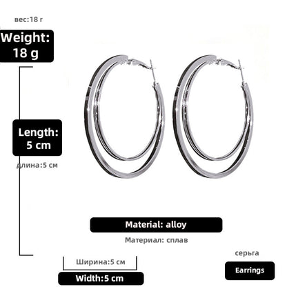 Gooddiy Exaggerated Style Double-layer Circle Metal Earrings Wholesale Jewelry