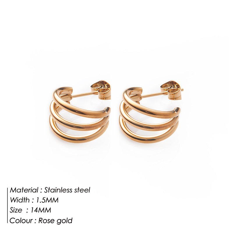 Fashion Geometric 304 Stainless Steel No Inlaid 14K Gold Plated Earrings