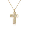 New Style Copper 18k Gold Plating Zircon Pearl Cross Pendant Necklace