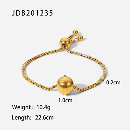 New Style 18k Gold Plated Round Ball Pendant Stainless Steel Bracelet