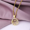 Fashion Twelve Constellation Copper Inlaid Zircon Gold Plated Stainless Steel Pendant Necklace