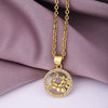 Fashion Twelve Constellation Copper Inlaid Zircon Gold Plated Stainless Steel Pendant Necklace