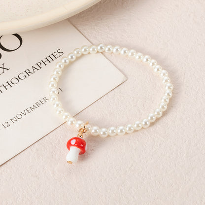 Fashion Cute Colorful Mushroom Pearl Beaded Bracelet Women