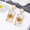 Fashion Ethnic Style Dried Flower Geometric Daisy Rose Pendant Earrings