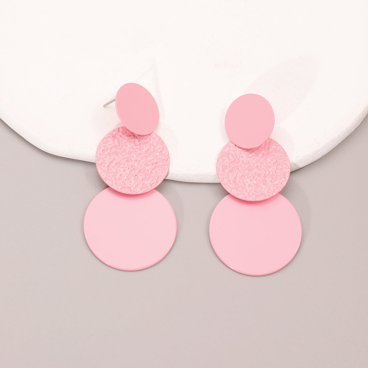 Geometric Concave-convex Color Matching Round Slice Earrings