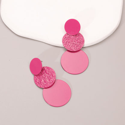 Geometric Concave-convex Color Matching Round Slice Earrings