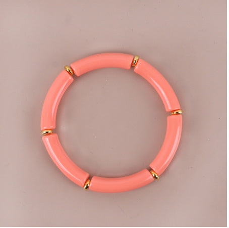 Popular Fashion Colorful Acrylic Color Stretch Resin Beads Cuff Bracelets