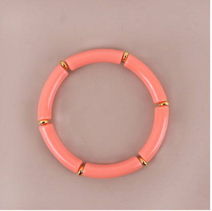 Popular Fashion Colorful Acrylic Color Stretch Resin Beads Cuff Bracelets