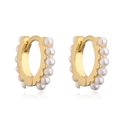 Simple Style Copper Plating 18k Gold Zircon Pearl Earrings