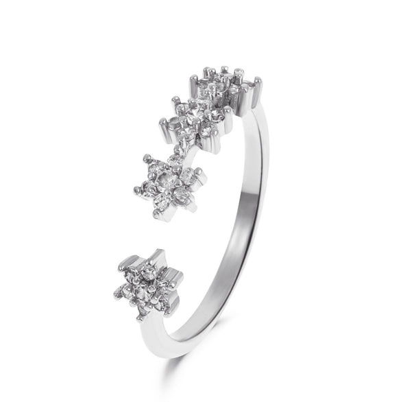 European And American Fashion Ladies Ring Three-layer Hollow Star Moon Ring Personalized Diamond Pentagram Opening Ring