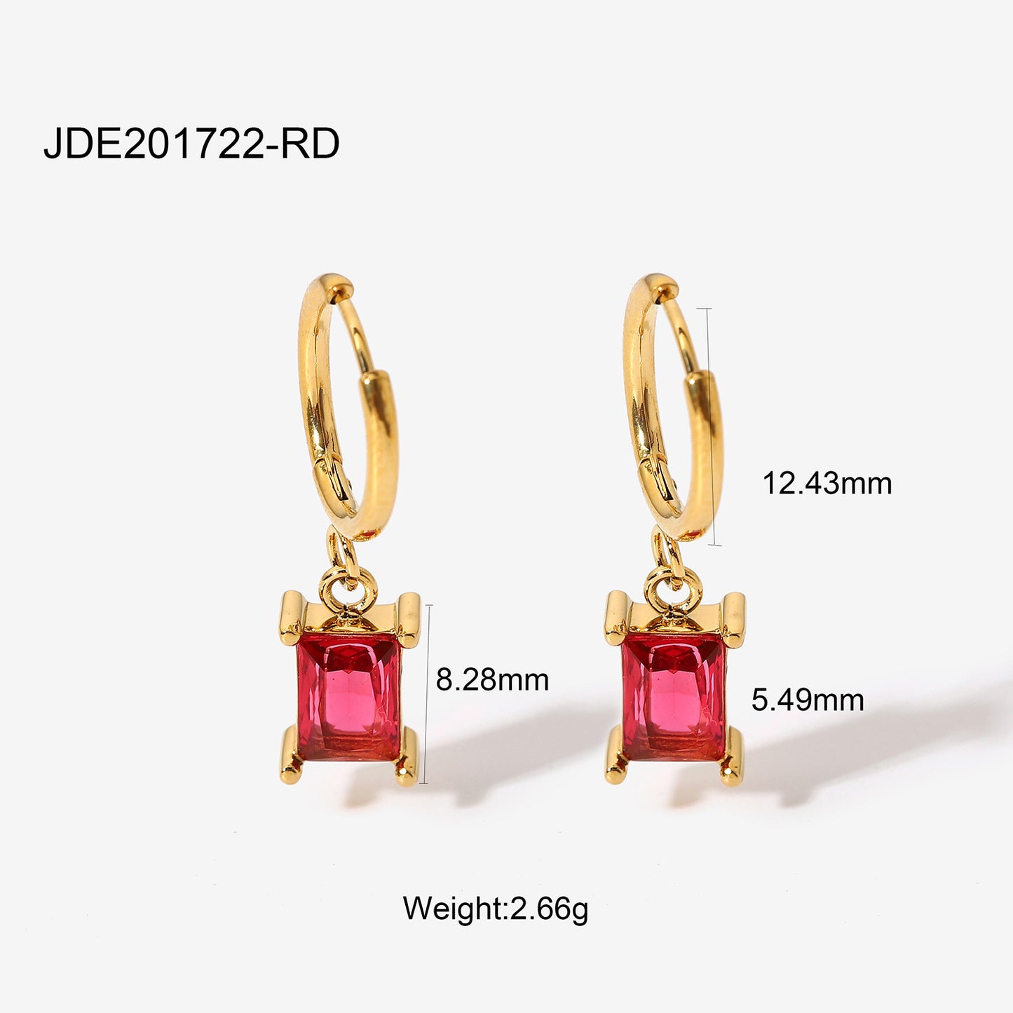 Vintage Style 18k Gold Plated Stainless Steel Geometric Zircon Pendant Earrings