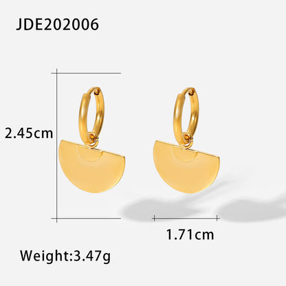 Vintage Style 18k Gold Plated Stainless Steel Geometric Zircon Pendant Earrings