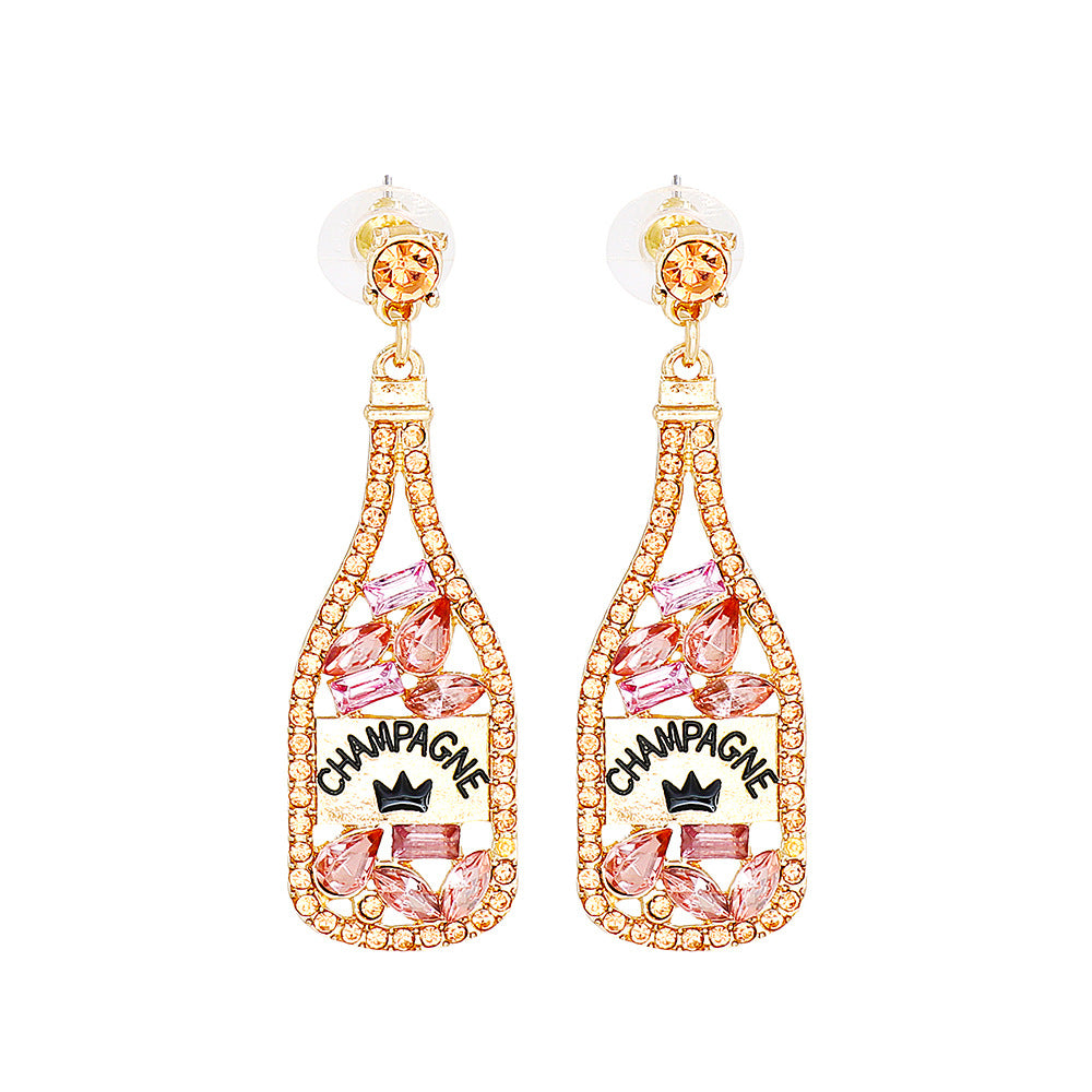 New Spring Fashion Wine Bottle Letter Earrings Women