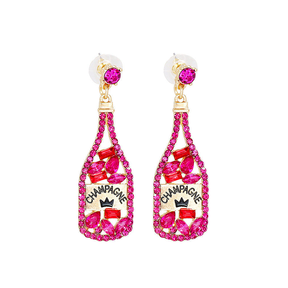 New Spring Fashion Wine Bottle Letter Earrings Women