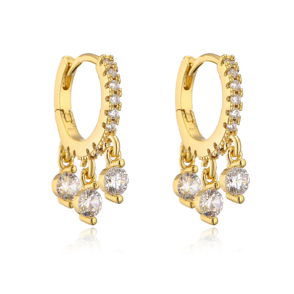 Fashion Geometric Inlaid Zircon Copper Zircon Earrings