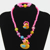 Children's Plastic Resin Necklace Bracelet Set Butterfly Set Wholesale Cartoon Little Yellow Duck Three-piece Set