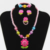 Wholesale Children's Ornaments Sets Of Chain Cartoon Sun Flower Beaded 4-piece Necklace Jewelry Set