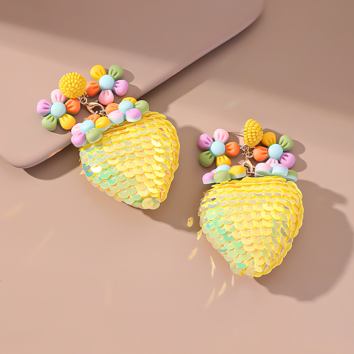 New Style Creative Flower Sequin Ball Pendant Earrings