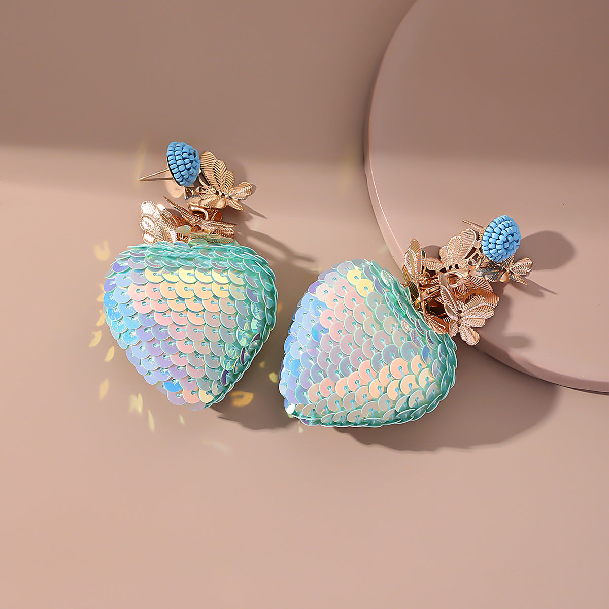 New Style Creative Flower Sequin Ball Pendant Earrings