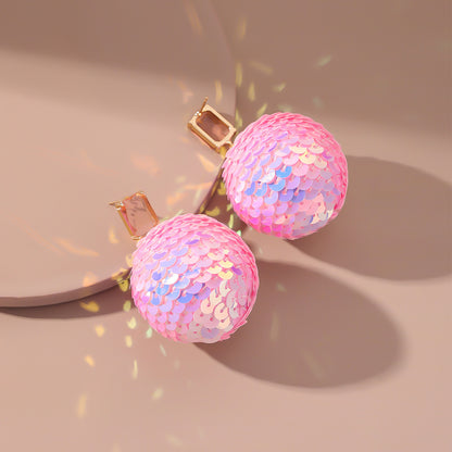 New Style Creative Flower Sequin Ball Pendant Earrings