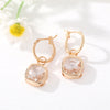 Fashion New Square Gem Retro Golden Inlay Crystal Alloy Earrings