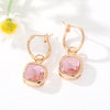 Fashion New Square Gem Retro Golden Inlay Crystal Alloy Earrings