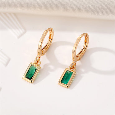 Fashion New Crystal Geometric Retro Golden Square Alloy Earrings