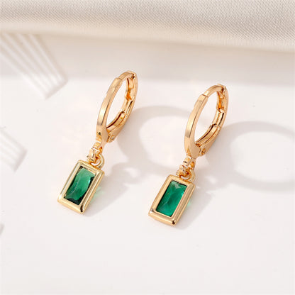 Fashion New Crystal Geometric Retro Golden Square Alloy Earrings