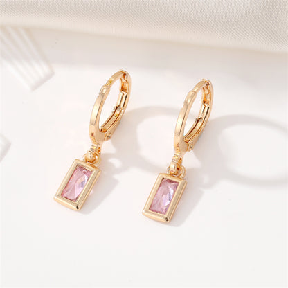 Fashion New Crystal Geometric Retro Golden Square Alloy Earrings