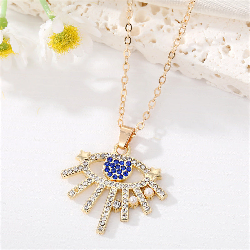 New Style Fashion Eye Moon Pendant Alloy Necklace